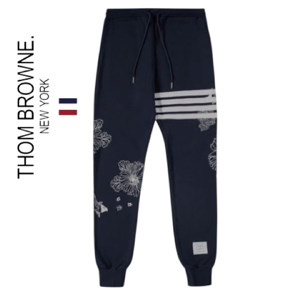 Thom Browne Koi Chrysathemums Signature StripesJogger/Sweatpant